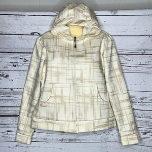 Columbia Women’s Size L Tan & Ivory Plaid Zip Front Omni-Shield Jacket w/ Hood